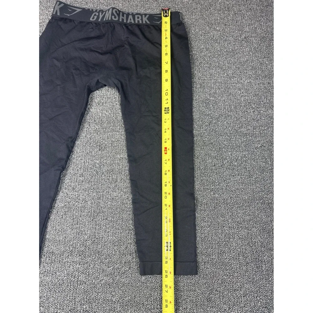 Gymshark Womens Black Seamless Cropped Leggings Branded Waistband Activewear - Picture 6 of 6
